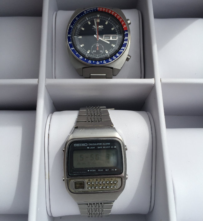 Seiko cal 6139 Pepsi watch and calculator